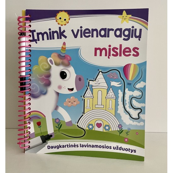 Įmink vienaragių mįsles. Daugkartinės lavinamosios užduotys