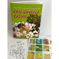 Kas gyvena kaime. Knygelė su mįslėmis ir lipdukais.